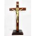676 - Crucifixo Madeira para Mesa ou Parede 23 cm com Medalha São Bento